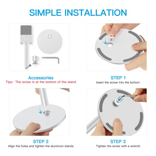 OMOTON CA04 Aluminum Tablet Phone Stand, Adjustable Desk Stand Silver - color: Silver