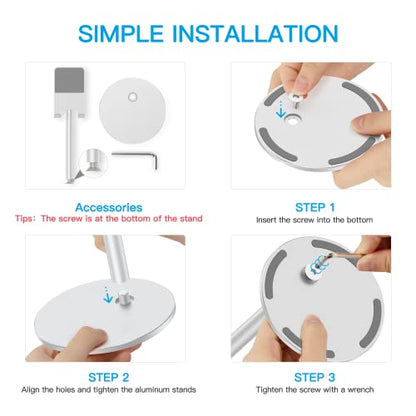 OMOTON CA04 Aluminum Tablet Phone Stand, Adjustable Desk Stand Silver - color: Silver