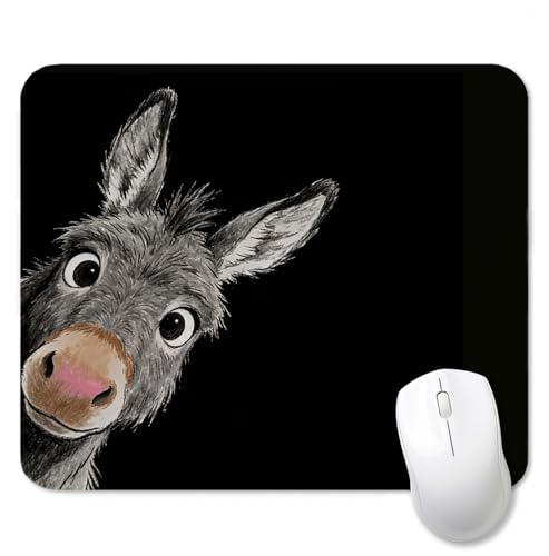 Funny Donkey Mouse Pad for Desk, Donkey Lover Gifts, Rustic Peeking Farm Animal Mousepads with Anti-Slip Rubber Base for Computer Laptop Home Office Desk Accessories, 9.5x7.9 Inch - color: Square mouse pad-donkey
