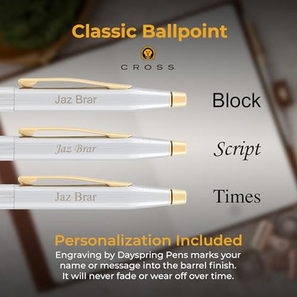Cross Classic Century Personalized Ballpoint Pen, Chrome with 23K Gold Trim