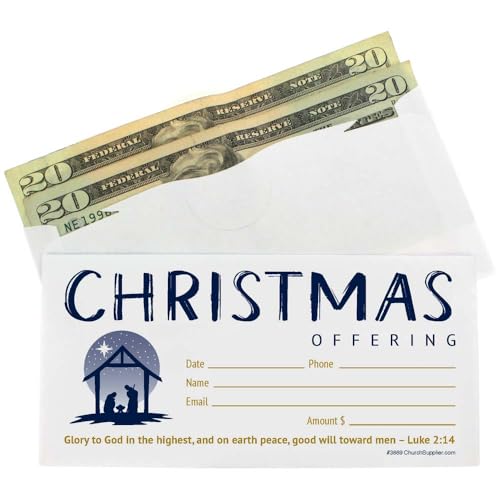 Starlite Night Church Nativity Christmas Offering Envelopes for Church (Pkg of 200)