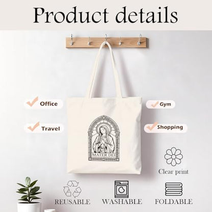 Christian Canvas Tote Bag for Women, Inspirational Faith Shoulder Bag - color: Mary