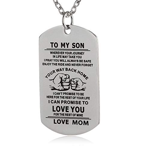 Christian Scripture Religious Dog Tag Necklace,Catholic Bible Verse Baptism Confirmation Sacrament Gifts - style: Mom to son