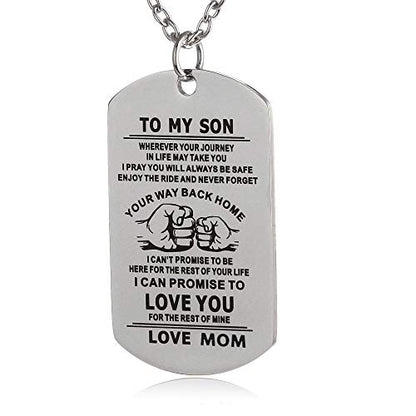 Christian Scripture Religious Dog Tag Necklace,Catholic Bible Verse Baptism Confirmation Sacrament Gifts - style: Mom to son