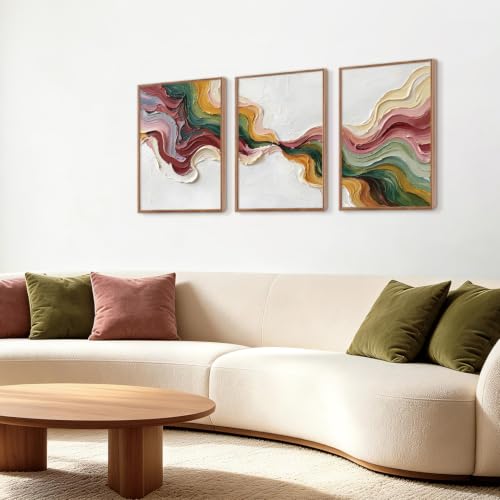 CHDITB 3D Textured Abstract Wave Framed Wall Art, Flowing Ribbon Painting - color: 3d Wave