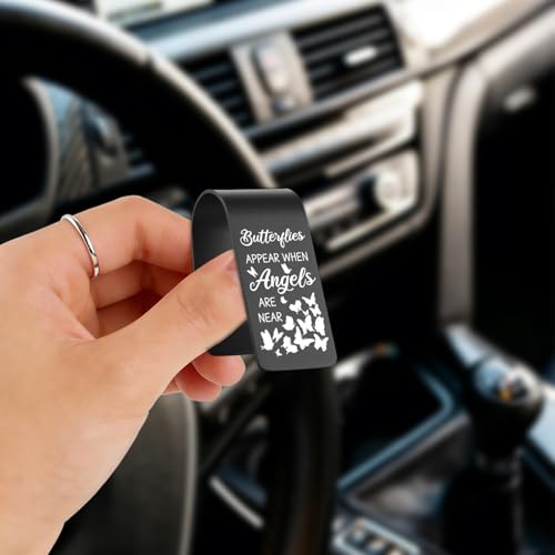 Vivopisew Angel Message Car Visor Clip, Engraved Stainless Steel Butterflies Appear When Angels Are Near, Spiritual Encouragement Gift, Angel Guardian Safe Driving Gifts for Family Friend VAA353 - color: Black-butterflies Appear When Angels Are Near