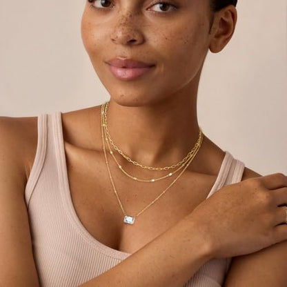 3PCS Gold Silver Layered Necklaces for Women Trendy - color: Gold&Flower