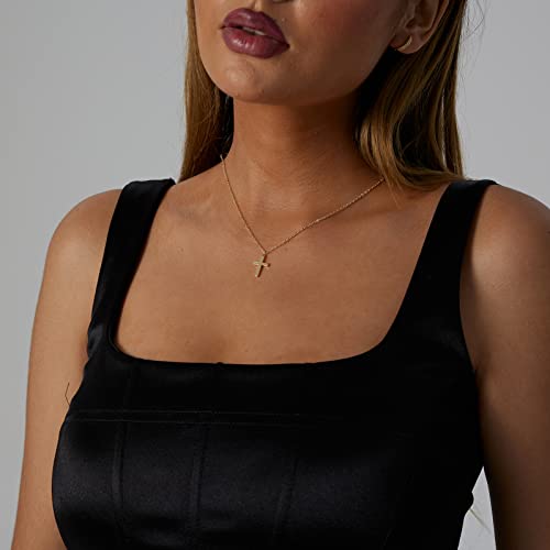 VIROMY Gold Cross Necklace for Women 14K Gold Plated Cute Sidways Cross Pendant Choker Necklaces Simple Trendy Everyday Jewelry for Women - style: Cross Pendant-43CM-Gold