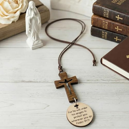 Cross for Car Mirror Hanging Christian Gifts - color: Brown 2