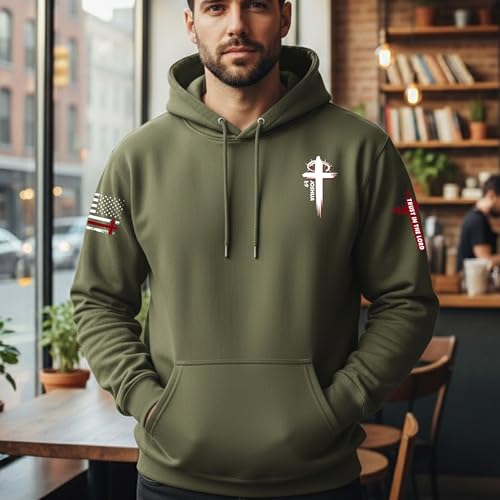 Custom Christian Hoodies for Men Women Faith Cross Jesus Hoodie Bible Religious Gifts Personalized Christmas - color: Military Green, size: Small