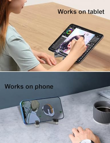 MONEER Cell Phone Stand, Phone Stand for Desk, Foldable & Portable iPhone Stand, Cell Phone Holder Desk Compatible with All Mobile Phone, iPhone, iPad mini, Tablet 4-10.5" (Silver) - color: Silver