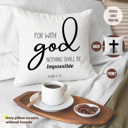 Motivational Christian Gifts Throw Pillow Covers, Faith Pillow Covers 18x18 - color: Godcross