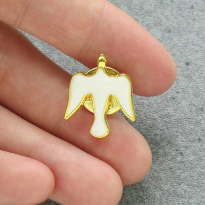 12 Pcs Holy Spirit Lapel Pin, Enamel Dove Confirmation Favors - color: White