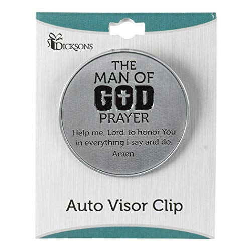 Dicksons Man of God Silver Tone 3 x 2 inch Zinc Alloy Epoxy, Inspirational, for Car, Vehicle, Truck, Van, Travel, On-the-Go Reminder, Auto Visor with Easy Clip, Single - color: Silver Silver Tone Man of God, size: Single