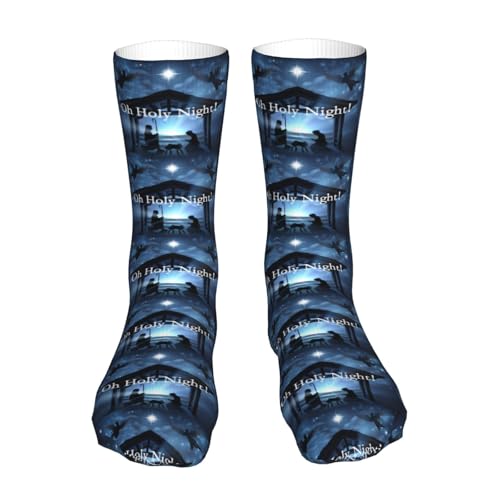 Christian Christmas Nativity Scene O Holy Night Sock Womens Short Stockings Casual Sport Crew Socks for Women Men - color: Purple