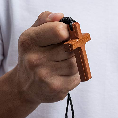 Intercession Wood Cross Crucifix on Cord (2.75 Inches)