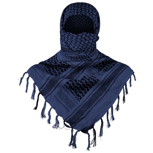 Aonal Military Shemagh Tactical Desert Scarf, Keffiyeh Scarf for Men - color: Blue