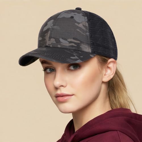 Black Baseball Cap Snapback hat for Men Snap Pack Hip Hop Mens Hat - color: Camouflage