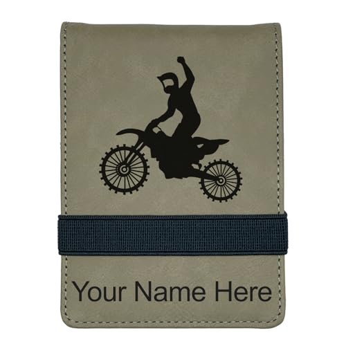 LaserGram Mini Padfolio with Notepad and Pen, Motocross, Personalized Engraving Included (Light Brown) - color: Light Brown