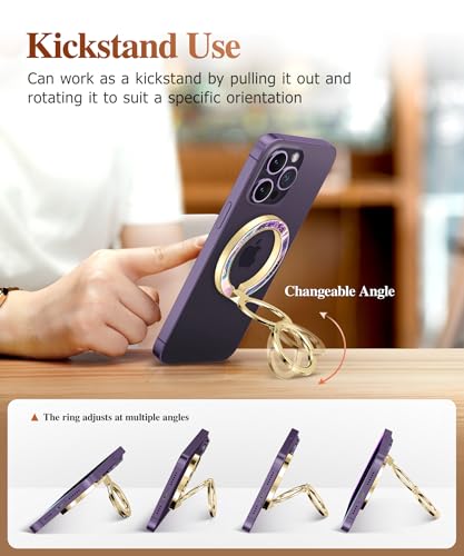 GVIEWIN Magnetic Phone Ring Holder, Compatible with MagSafe Phone Grip - color: Dreamland River/Purple