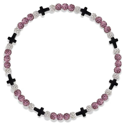Beaded Baseball Necklace | Adjustable Sports Rope Chain with Baseball Cross Charm - Great Baseball Drip Gift for Players and Fans - color: Purplish Red-White-Blk
