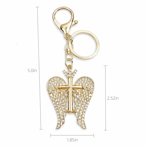 Luxury Religious Keychain, Rhinestone Christian Cross, Angel Wings Cross Keychains for Car, Bag, Key Accessories - color: Angel Wings Cross Keychain