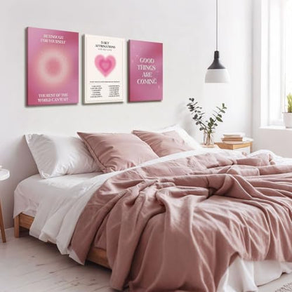 NCCXNCC Pink Gradient Halo Angel Digital Canvas Wall Art 12x16 Inch Frame - color: Pink Affirmations, size: 16×24inch