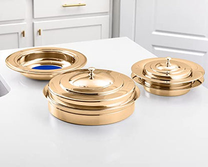 Premium Gold Stainless Steel Offering Trays for Church Collections - color: Offering Plate Blue