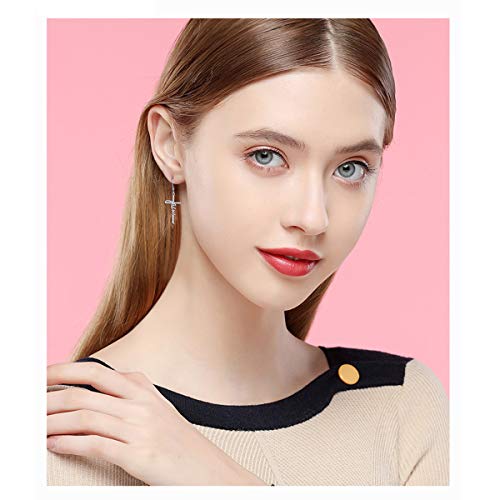 925 Sterling Silver Infinity Love of God Simple Dainty Faith Cross Dangle Earrings Religious Gift for Women - color: Jesus 2