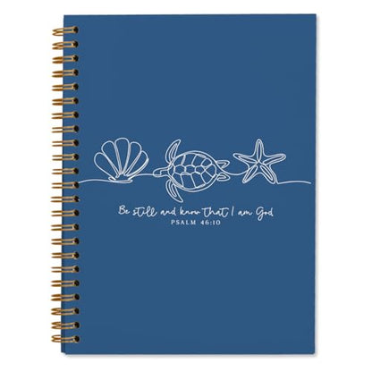 Turtle Bible Journal Notebooks, Seashell Bible Notebook Journals, Church Notes Notebook, Journaling Notebooks for Women, Christian Gifts for Women, Navy Blue Spiral Notebooks 5.5x8.3 - color: Coastal