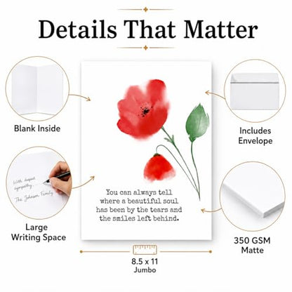 Andaz Press Jumbo Sympathy Card with Envelope, Sorry For Your Loss Card, A Beautiful Soul, Premium Condolences Card with Big Blank Space to Send to Friends, Family, 8.5" x 11", 1-Pack - color: A Beautiful Soul
