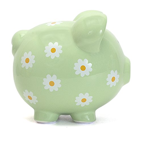 Child to Cherish Ceramic Piggy Bank for Girls, Daisy Green - color: Daisy Green