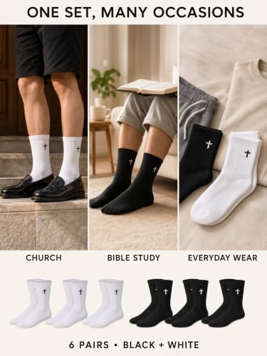 Shihanee 6 Pairs Cross Socks for Men Women - color: Black, White