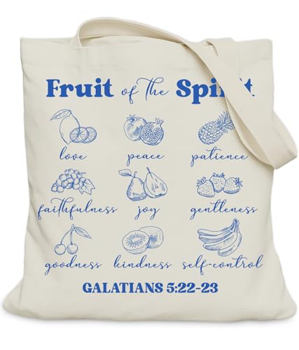 Aesthetic Christian Gifts Tote Bag for Church, Religious Tote Bag for Bible Study, Medium Size with Inner Pocket - color: Indigo