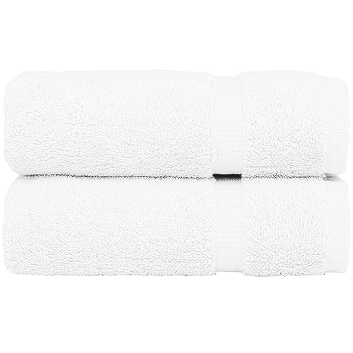 Monogrammed Hand Towel, Personalized Gift, 16 x 30 Inches - Set of 2 - Silver Embroidered Towel - Extra Absorbent 100% Turkish Cotton- Soft Terry Finish - For Bathroom, Kitchen and Spa- Script P White