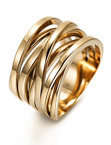 CIUNOFOR 13.7MM Cross Ring Enhancers for Women Statement Engagement Ring for Men and Unisex adults Silver Gold Rose Gold Plated Ring Customized Personalized - color: 18K Gold Plated