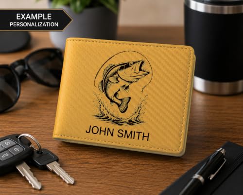 LaserGram Personalized Wallet, Christian Cross (Carbon Fiber Gold) - color: Carbon Fiber Gold