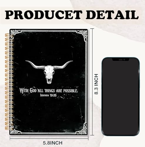 BNHJKFQZ Retro Gothic Black Christian Spiral Notebook,Bible Journal for Women, Christian Gifts for Women Girls, Prayer Bible Study Supplies Journaling Notebook, Hardcover Spiral Notebooks 5.5 x 8.3 - color: Bible -balck