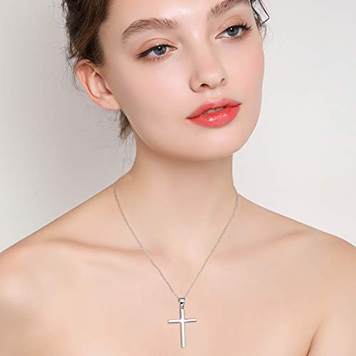 POPLYKE Cross Necklace 925 Sterling Silver Cross Pendant for Men Women - style: B-20" Silver