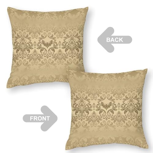 Gold Damask Floral Throw Pillow Cover Vintage Oriental Couch Sofa Pillowcases Gothic Antique Victorian Baroque Luxury Bohemia Flowers Pillows Cushion Case for Bed Chair 18x18inch - color: Damaskblack-9