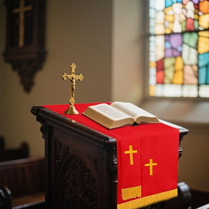 3-Piece Church Parament Set - color: Red and White