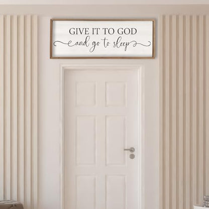 Surfapans Give It To God And Go To Sleep Sign, 40"x15", Wood - color: Give It To God And Go To Sleep（Wood), size: 40"L x 15"W