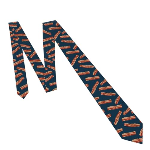 Men's Neckties, Novelty Printed Skinny Tie for Work Casual Party - color: Bacon