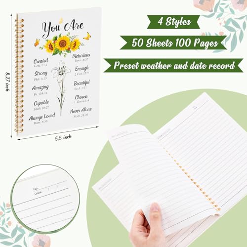 Resurhang 4 Pcs Christian Spiral Notebooks Spiral Bible Verse Notebooks Religious Journals for Women Christian Notepads Mother's Day Journal Religious Inspirational Notepads for Office Supplies - color: White, Pink, Yellow, Black