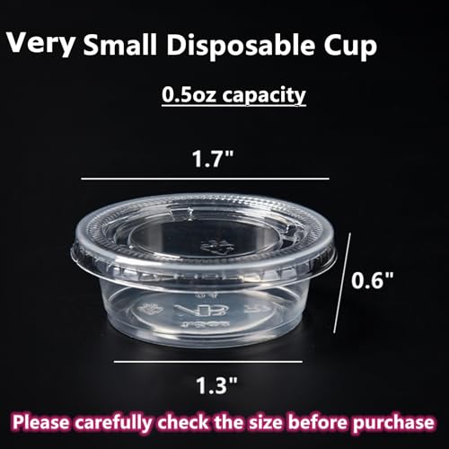 400 Pack 0.5 Oz Disposable Portion Sauce Cups with Lids, Clear Condiment Containers with Lids, Jello Shot Souffle Cups, Sampling Tasting Cups for for Parties and Events, Communion