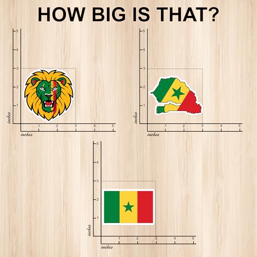 [3PCS] Senegal Sticker Set, Lion Head & Map Flag Design, Waterproof Senegal - color: Senegal Flag Sticker