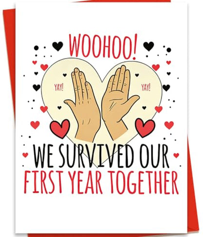 fancu Funny 1st Anniversary Card Gift for Husband Wife Couple - color: ZC-057