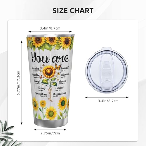 Christian Gifts for Women, Inspiration Religious Gifts, Bible Verse Encouragement Gifts, Thank You Gifts, Birthday Gifts for Women, Mom, Friend, Sister -20 Oz Stainless Steel Tumbler - color: Straw Three-piece Set 1