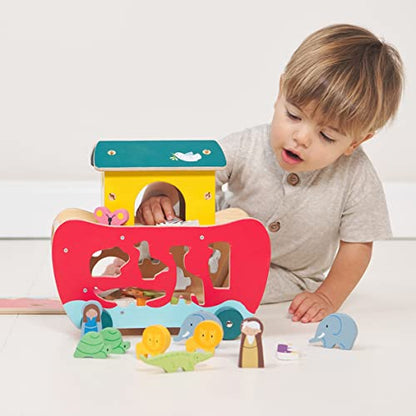 Tender Leaf Toys - Wooden Noah’s Ark Animal Shape Sorter Toy - Encourages Imaginative Play, Improves Recognition and Problem Solving Skills - 3 Years +
