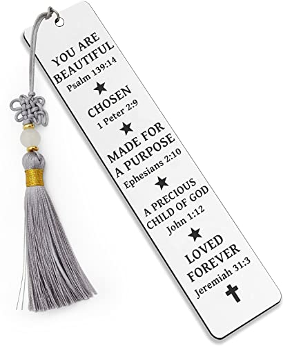 Ptzizi Inspirational Christian Metal Engraved Bookmark with Tassel, Women Bible Verse Bookmark Clip for Friends Girl Sister Female Book Lovers Bookworms Book Club Religious Gift - color: You Are Beautiful